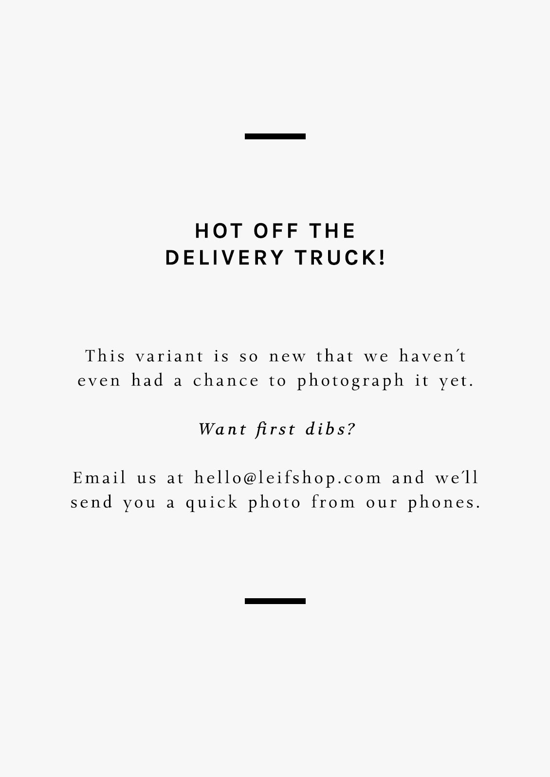 A new variant of this item has arrived in store, but isn't photographed yet. For Images, email us at hello@leifshop.com
