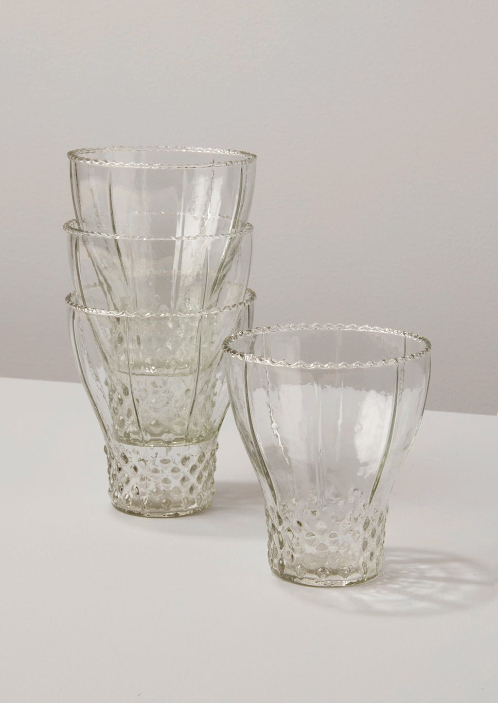 Bell: Glasses in bell shape with hobnail pattern.