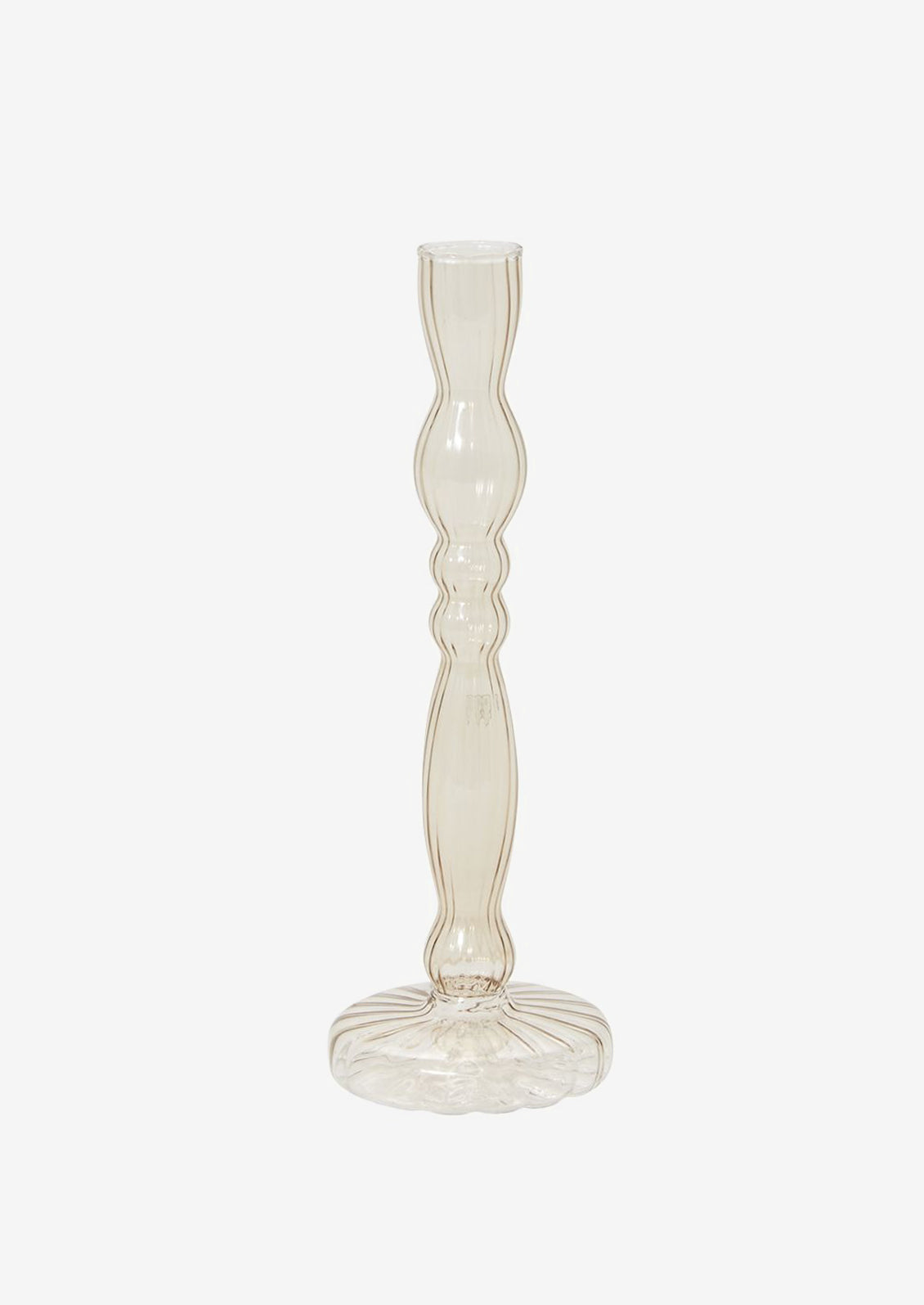 Optic Glass Candlestick Holder - Rosewood Color