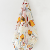 Orange Flow Multi: A botanical print tea towel in orange watercolor multi.