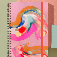 Small / Palmita Pink [$32.00]: A multicolor painted notebook in pink.