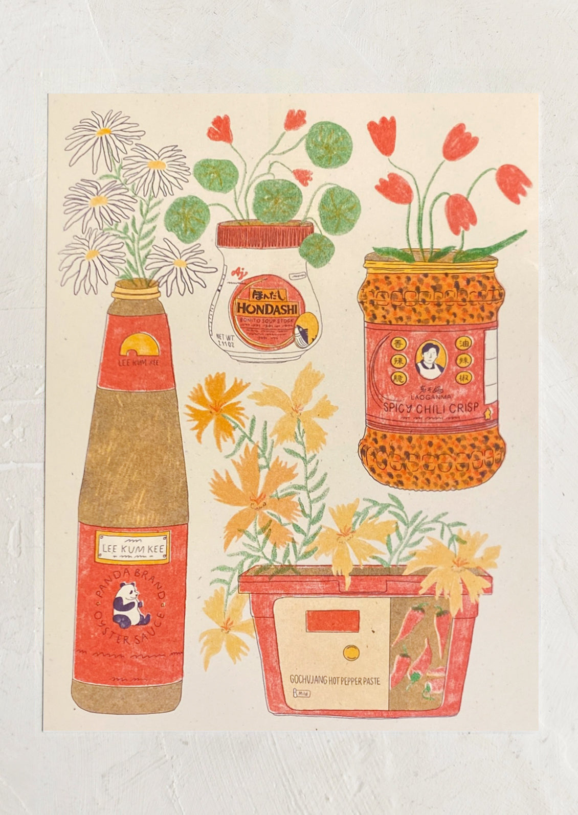 Illustration of asian pantry essentials.