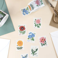 1: Floral stamp washi tape with perforated design.