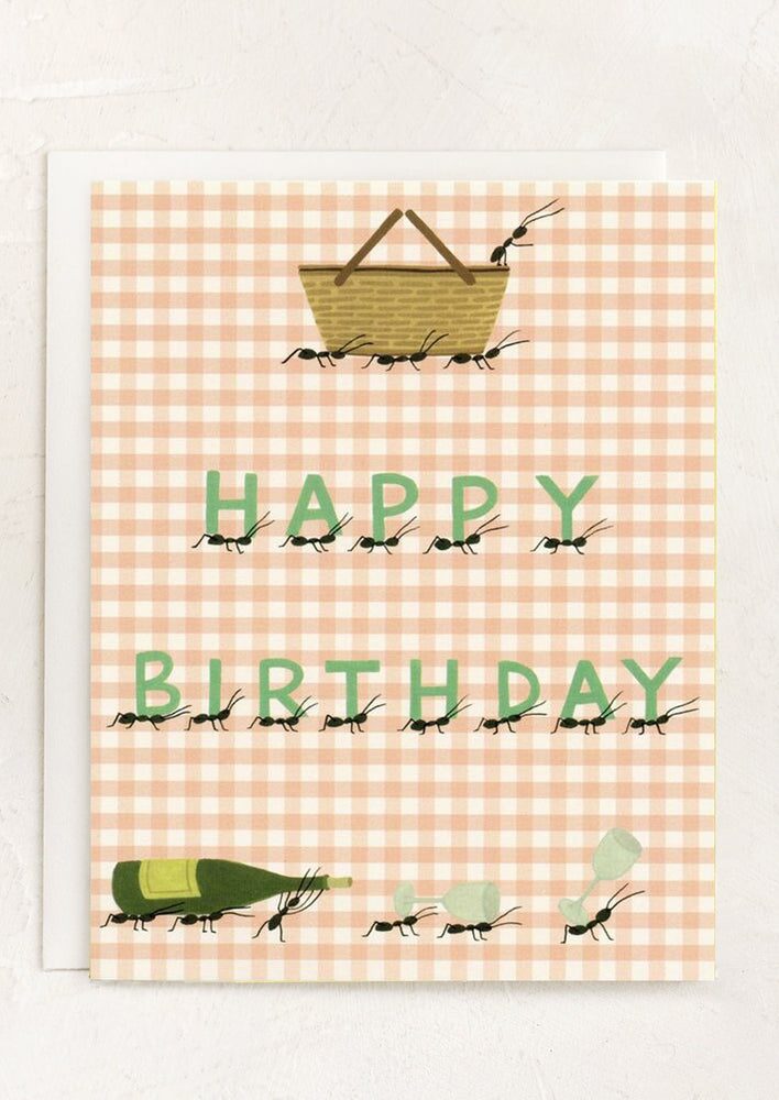1: A picnic blanket print birthday card.
