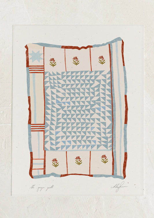 An art print of an illustration of a heritage quilt.