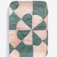 Medium / Green Multi: A patterned melamine tray in quilt pattern.