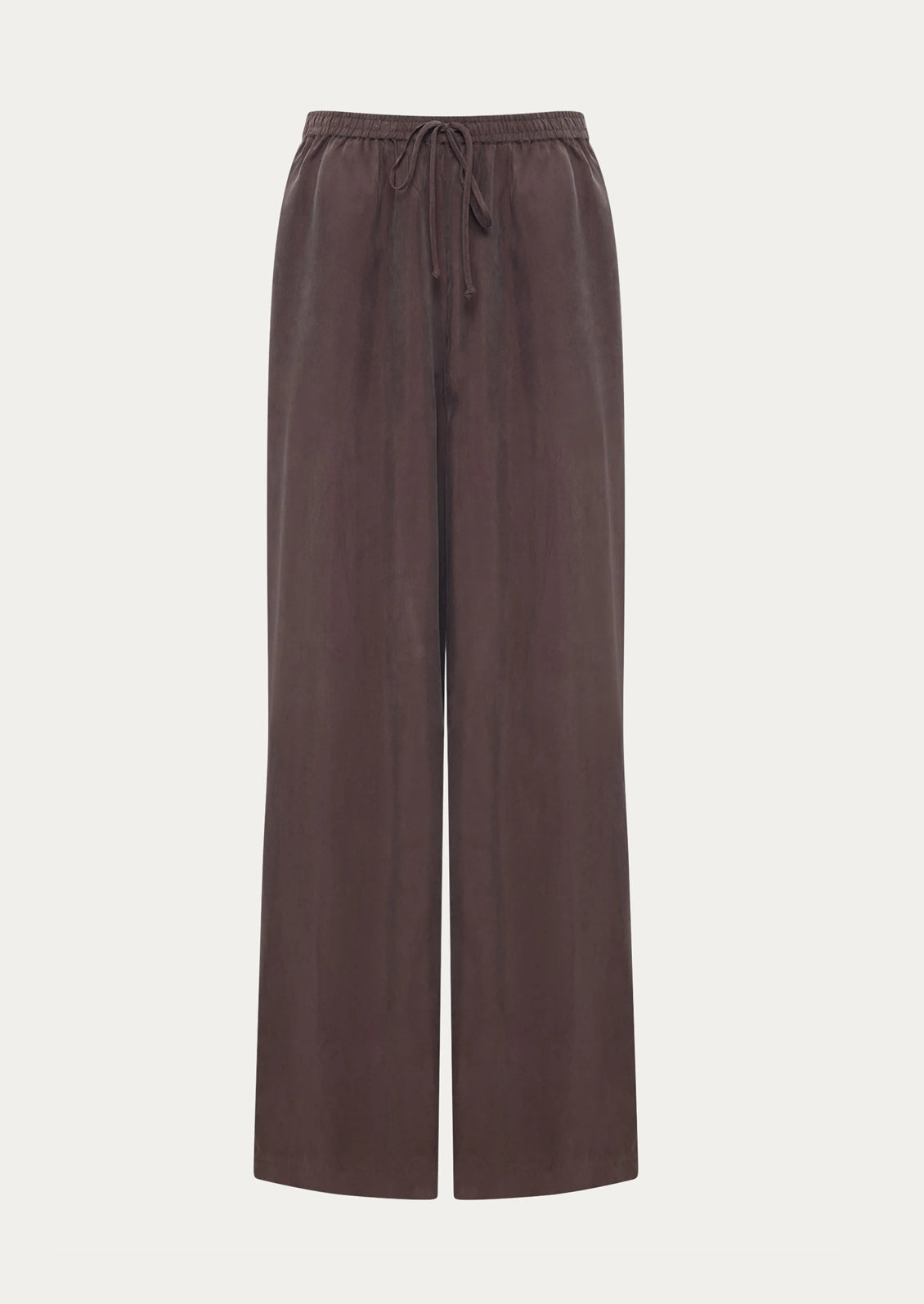 Brown wide-leg pants on a light gray background
