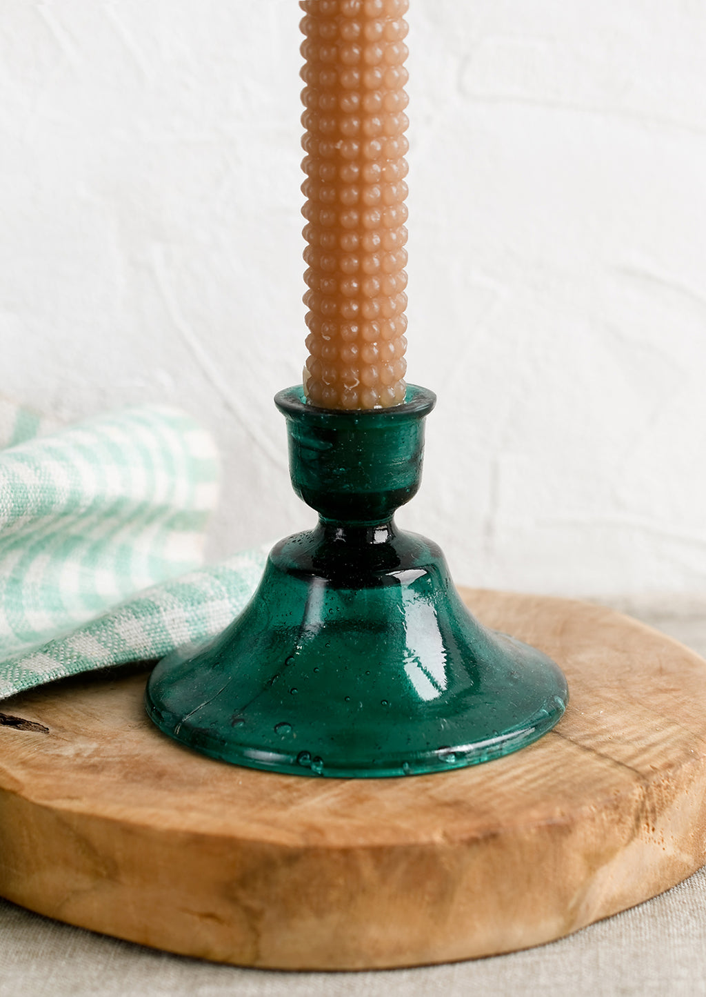 Turquoise: A Moroccan inspired glass taper holder in turquoise color.
