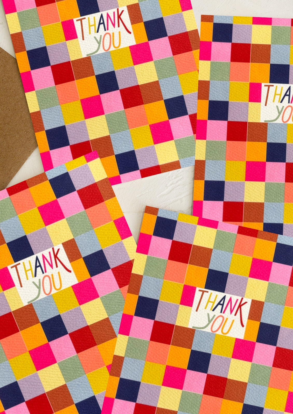 Set of colorful thank you cards