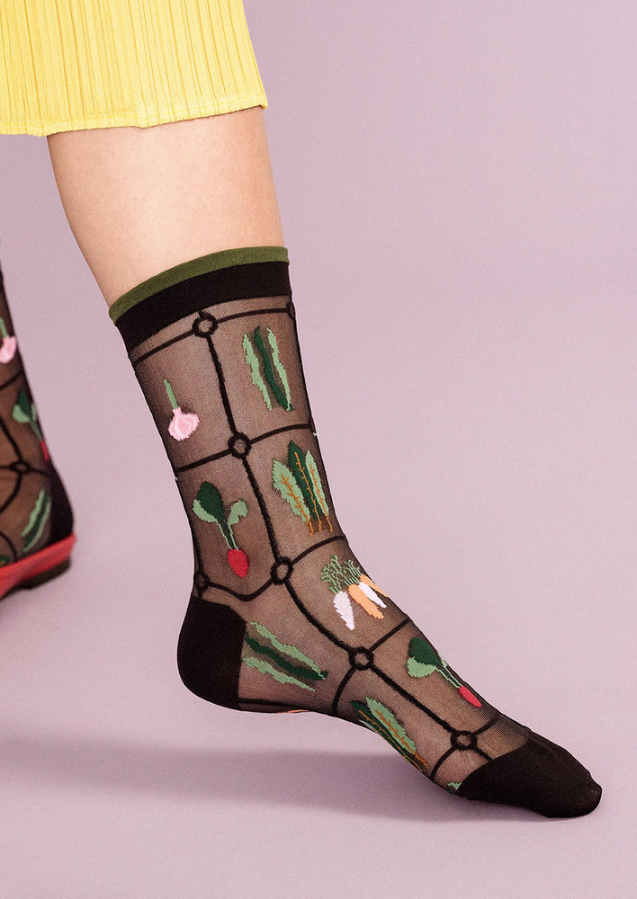 Sheer Veggie Print Socks