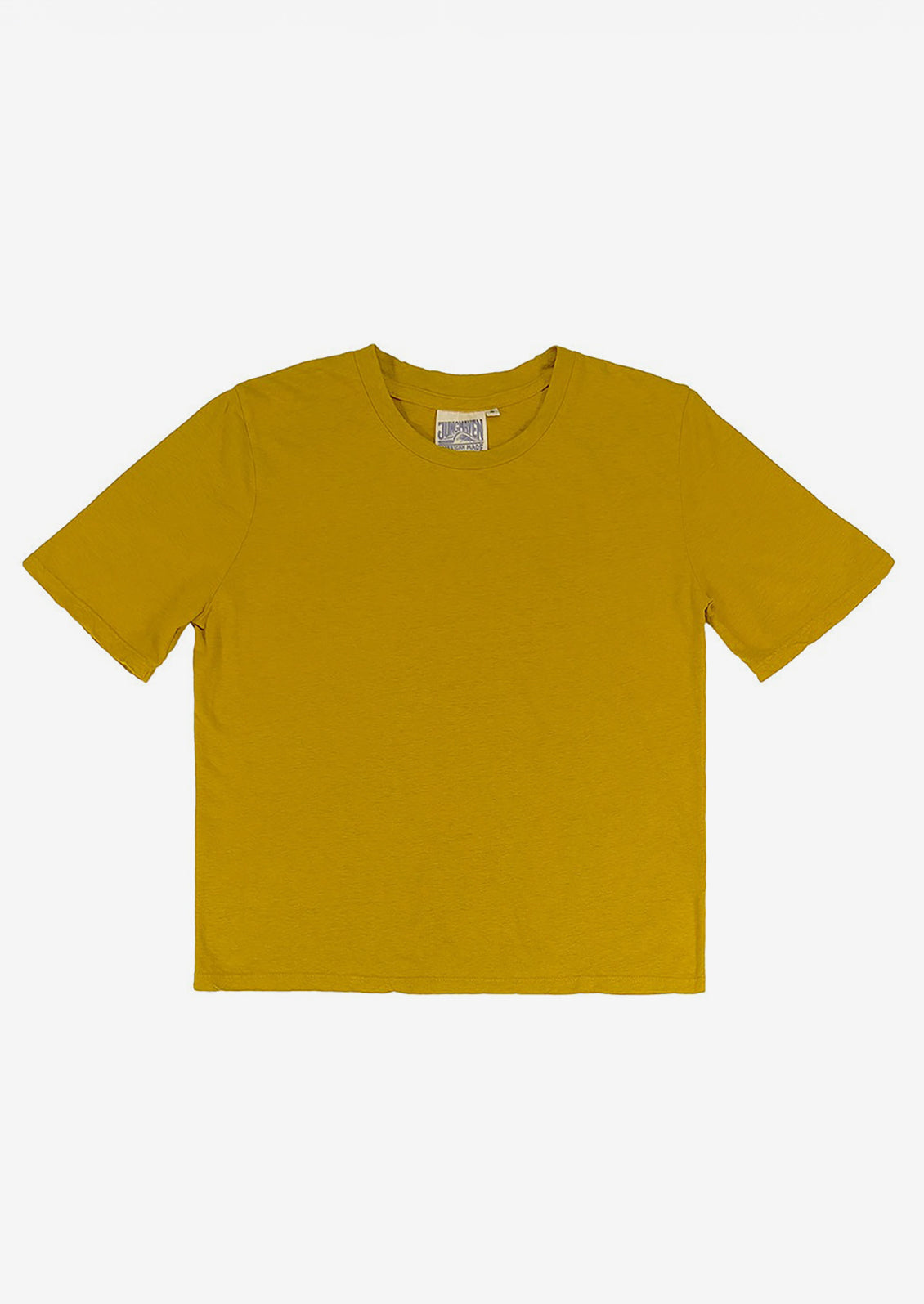 A relaxed hemp-cotton tshirt in mustard.