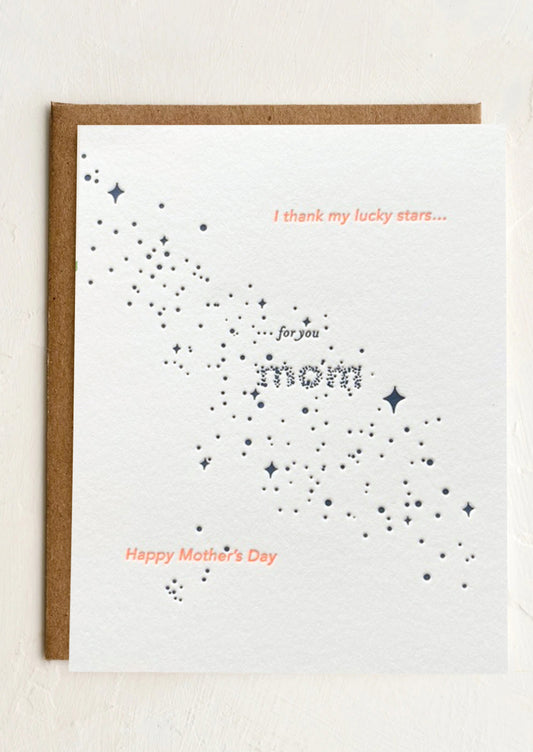 Greeting card with star pattern and text on a white background