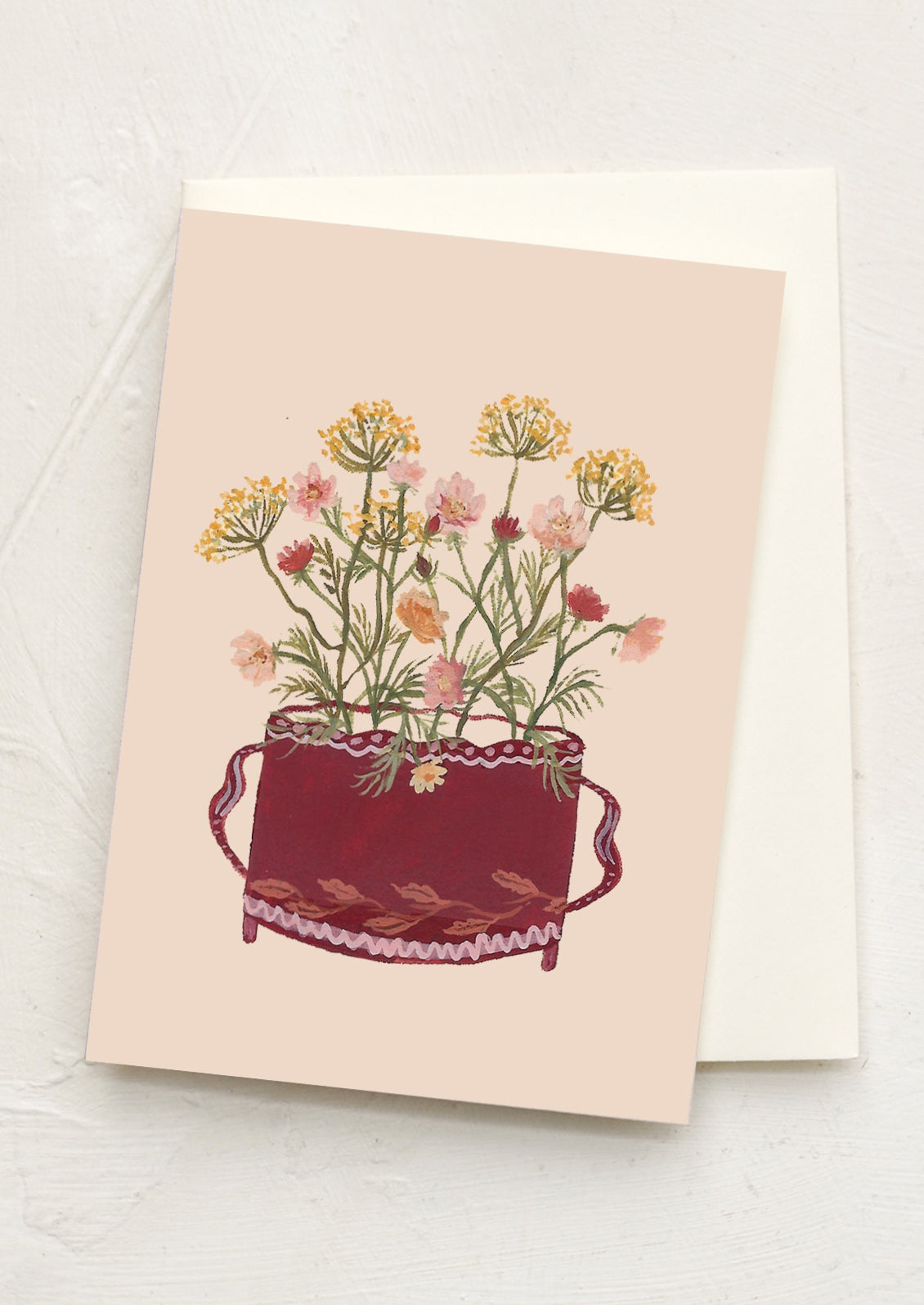 Greeting card with floral design on a white background