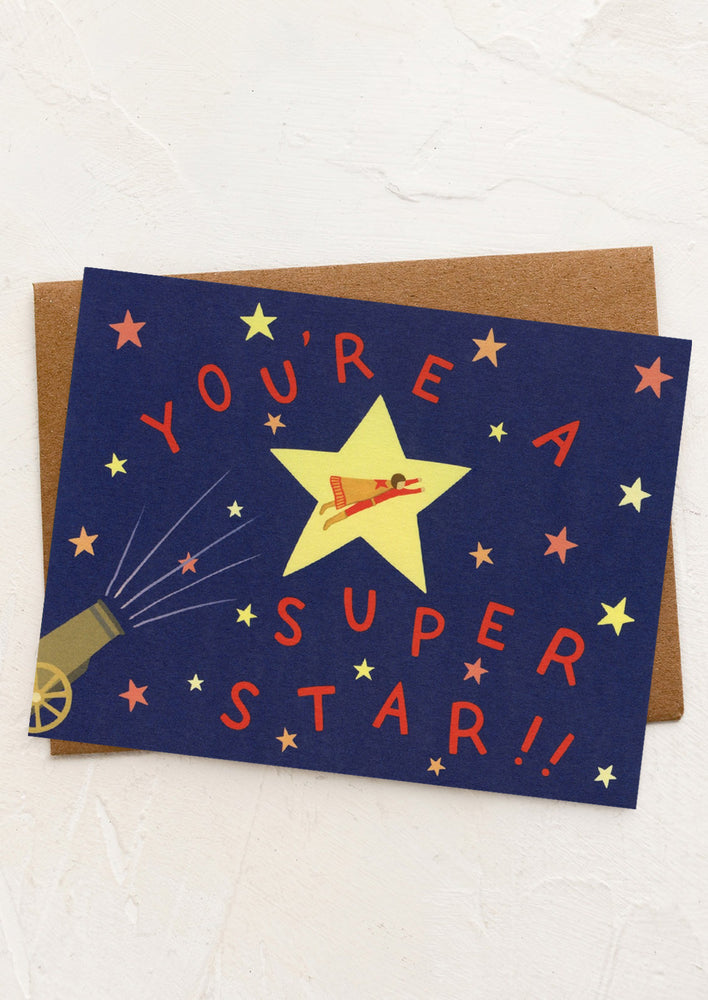 A card with star print reading "You're A Super Star!!".