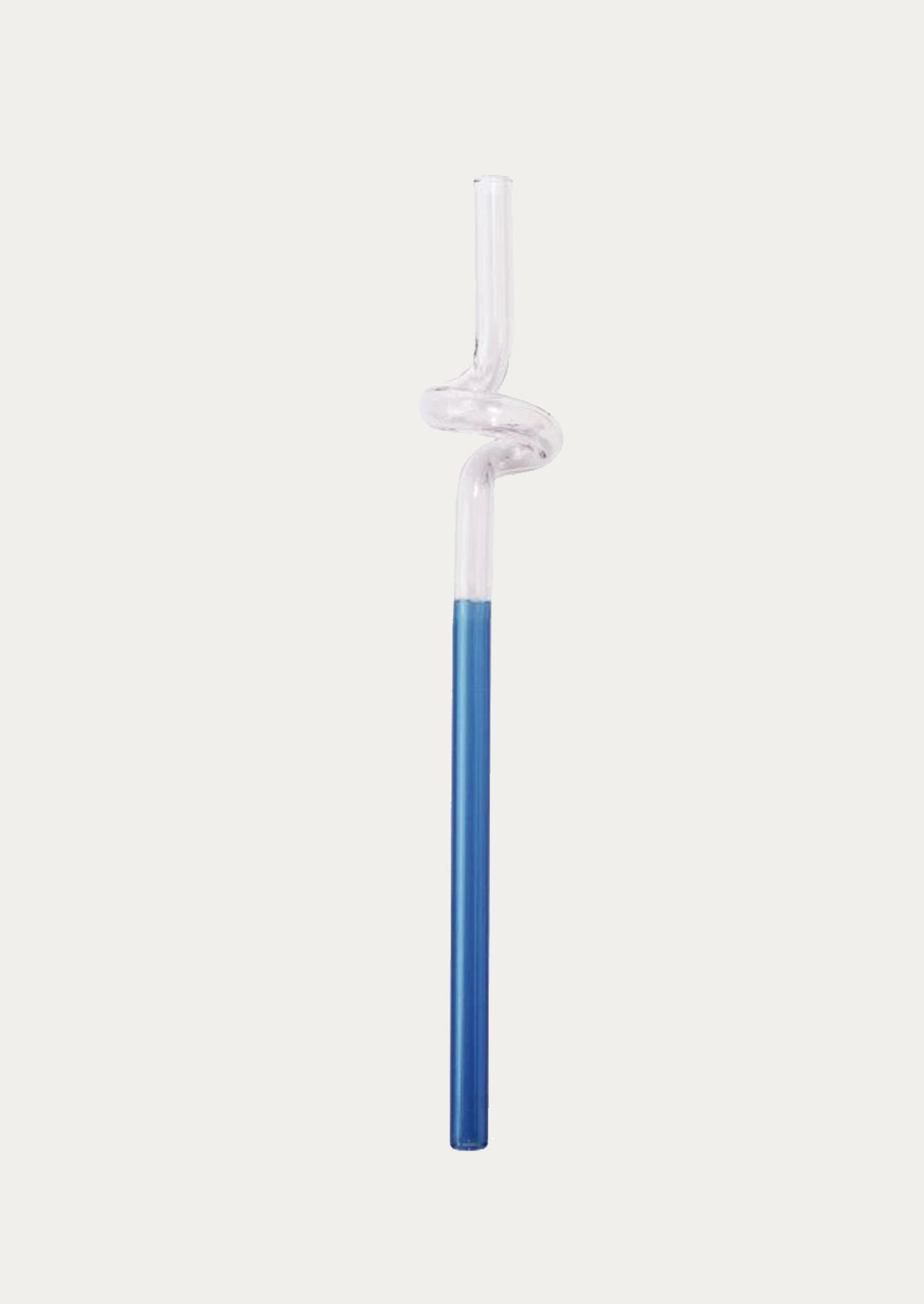 Clear straw with blue accent on a white background