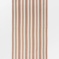 1: A cream cotton scarf with vertical brown stripe pattern.