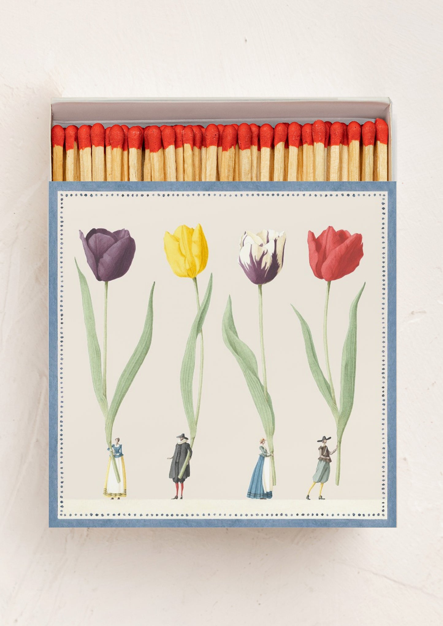 Matchbox with tulip design and matches on top