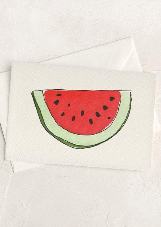 Card with a watermelon slice design on a white background