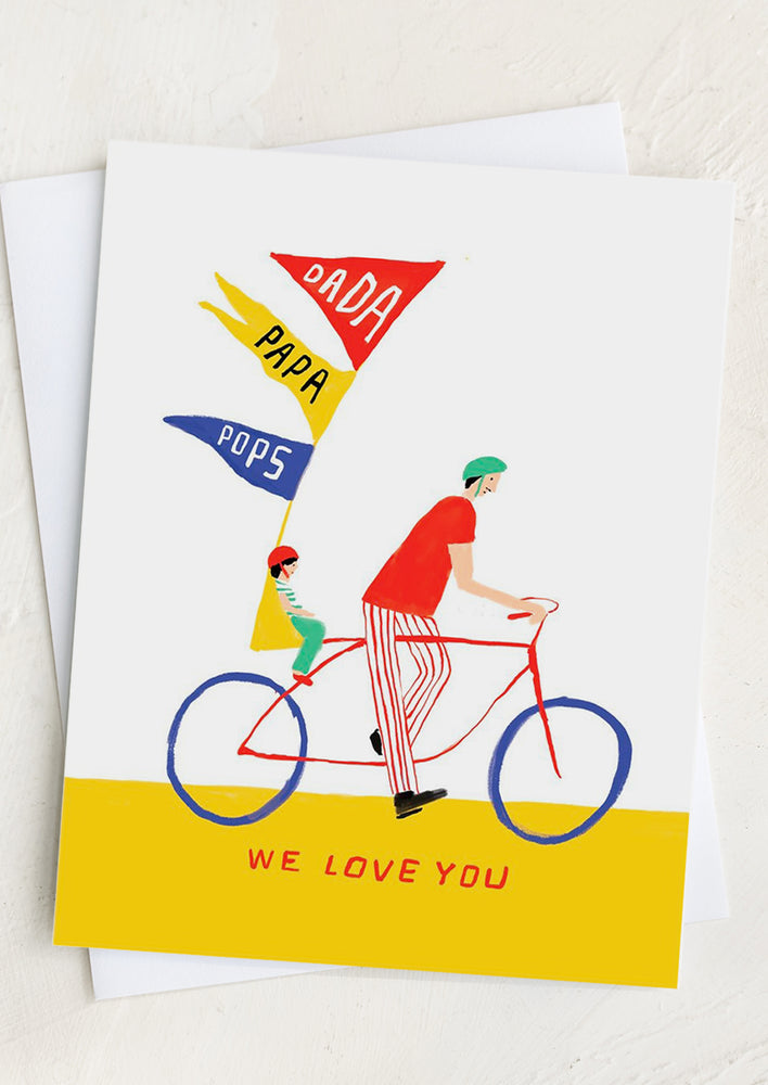 Bike with kid print father's day card.