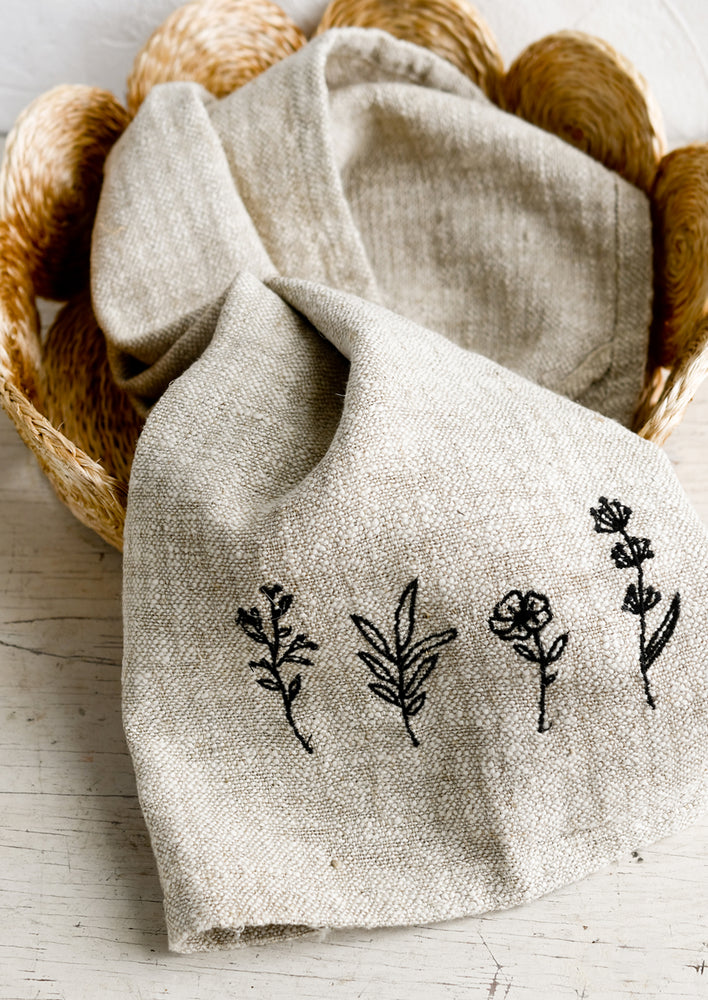 Whimsical Embroidered Tea Towel hover