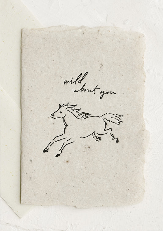 A horse print card reading "Wild about you".