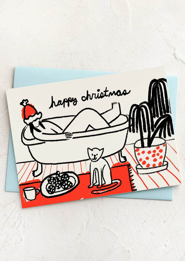1: A card with illustration reading Happy christmas.