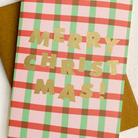 2: A set of red and green plaid Christmas cards.