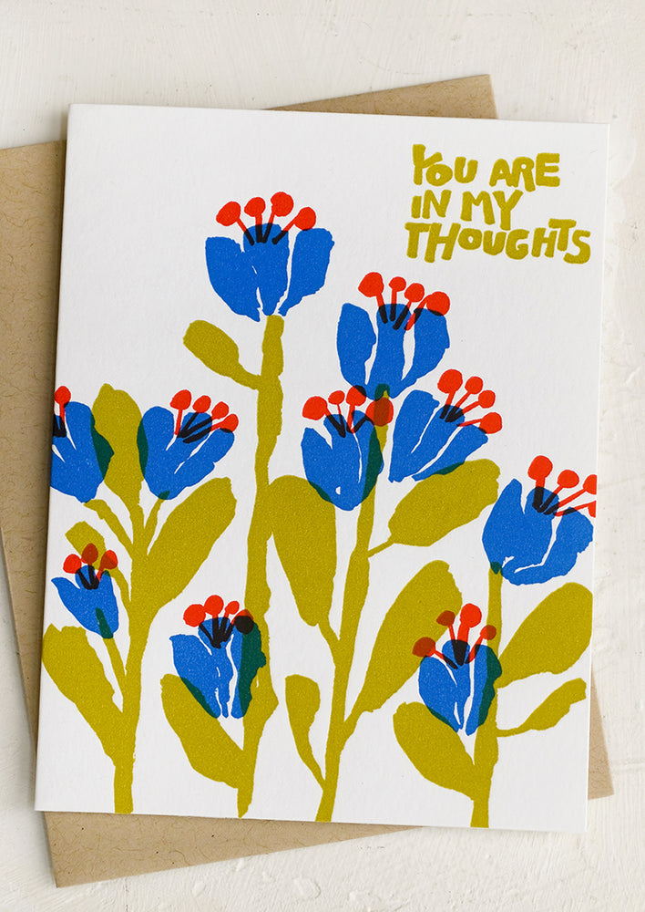 Botanical print card reading "You are in my thoughts".