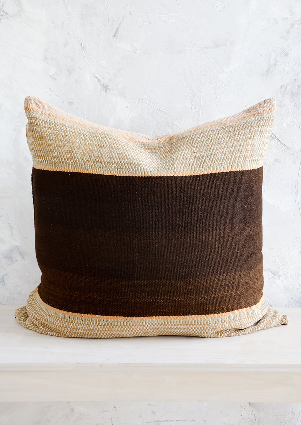 1: Throw pillow made from vintage wool fabric in brown and beige