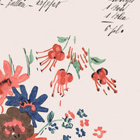 4: An antique inspired floral poster print with text detailing.
