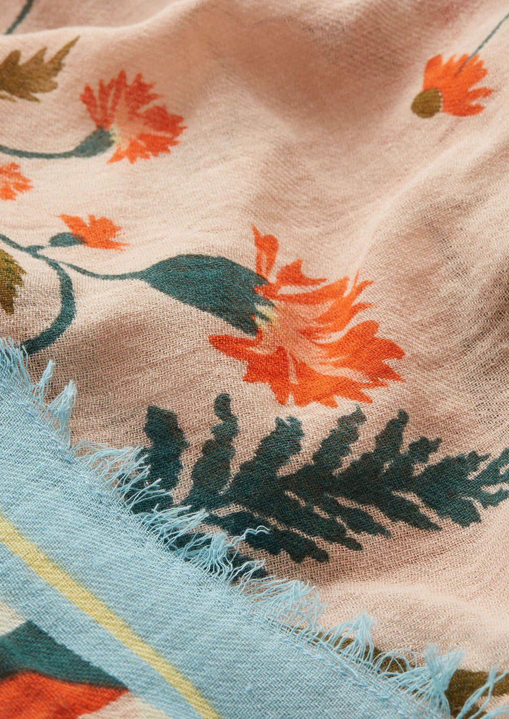 2: A cotton-cashmere floral print scarf.