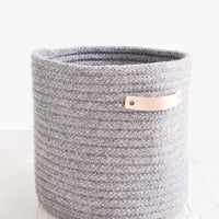 Small / Grey: Wooly Storage Bin with Leather in Small / Grey - LEIF