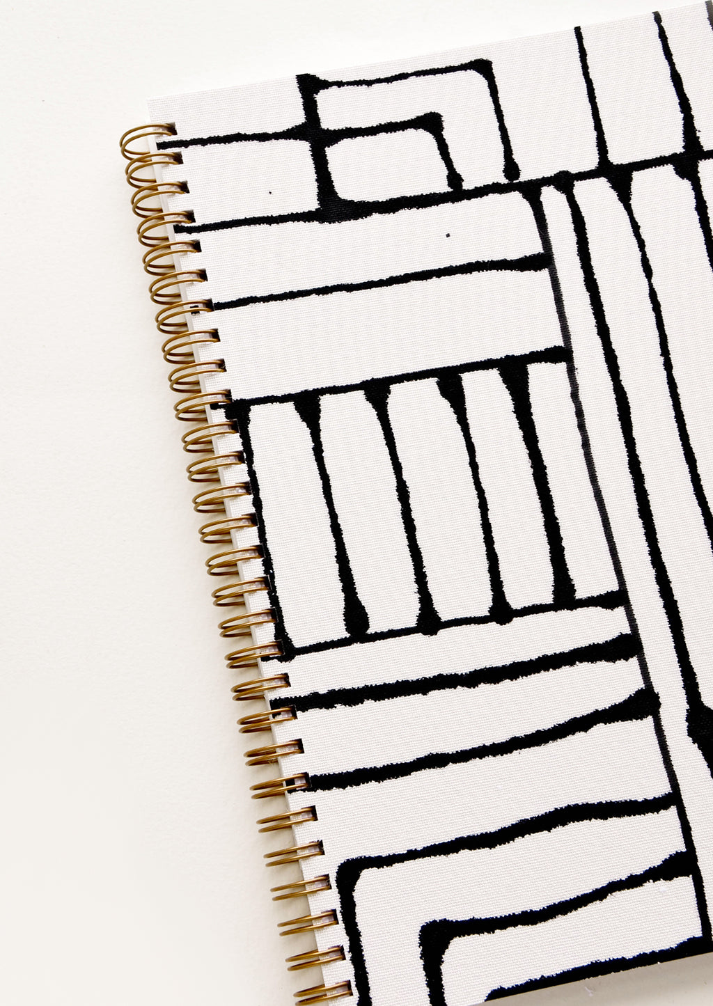 2: Notebook with cloth-textured cover with hand painted black and white line pattern