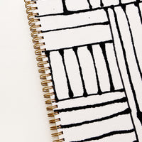 2: Notebook with cloth-textured cover with hand painted black and white line pattern