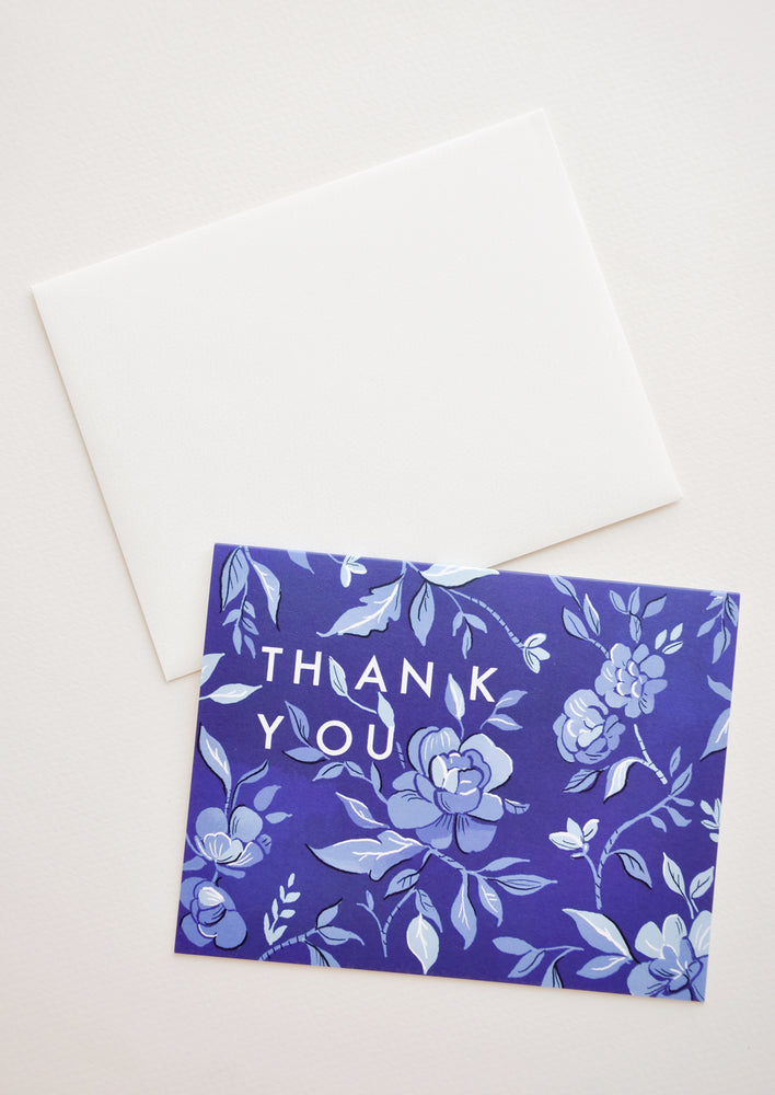 1: Indigo Floral Thank You Card in  - LEIF