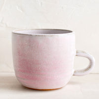 Lavender Flush (Satin): A short ceramic coffee mug in mottled lavender glaze.
