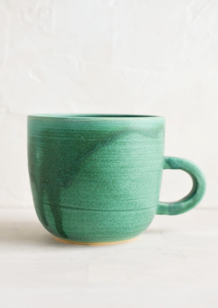 Sea Green (Matte): A short ceramic coffee mug in matte sea green glaze.