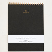 Black / Large: Large spiral bound notebook with grey bookcloth cover.