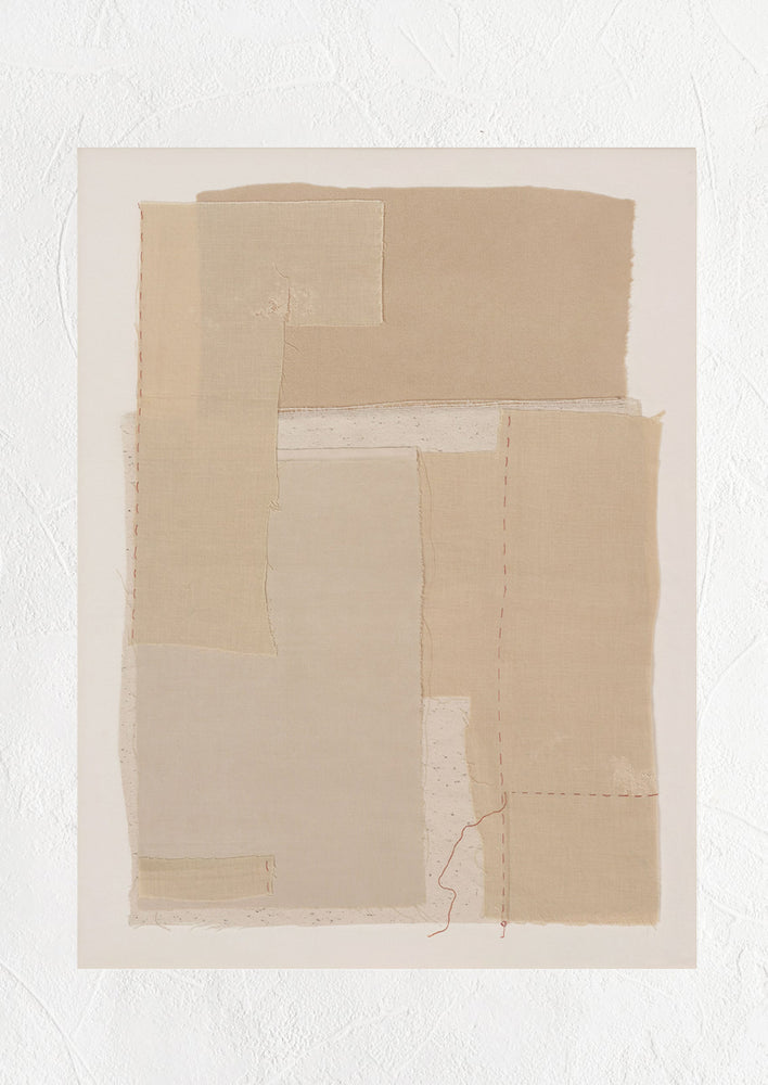 1: A photographic art print of layered beige fabric.