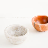 3: Small round bowls made from solid marble, in option of peach or tan