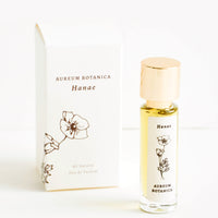 Hanae: All natural perfume in glass bottle with botanical label in "Hanae" scent