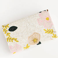 2: Beaded clutch with pastel floral pattern