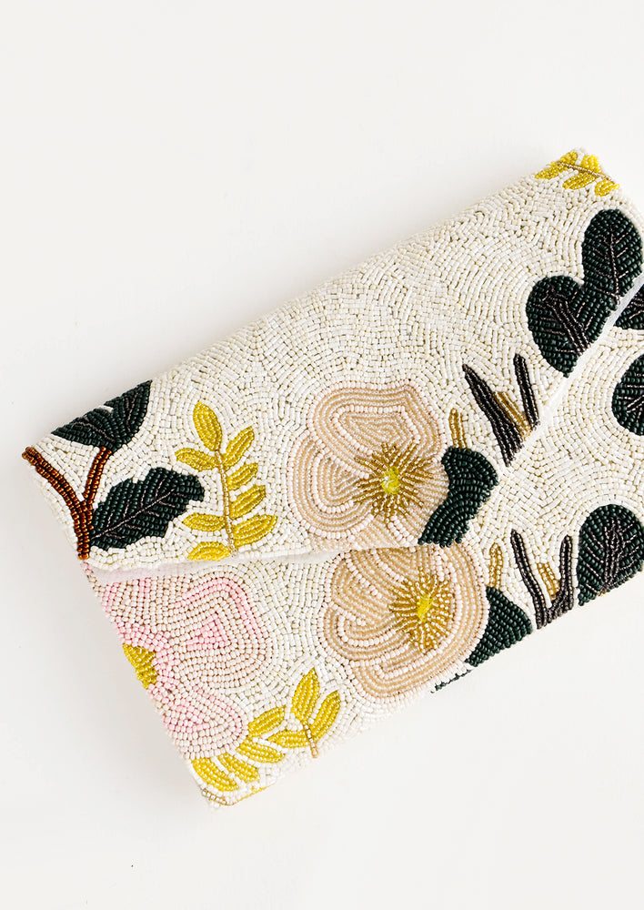 Aviary Floral Beaded Clutch