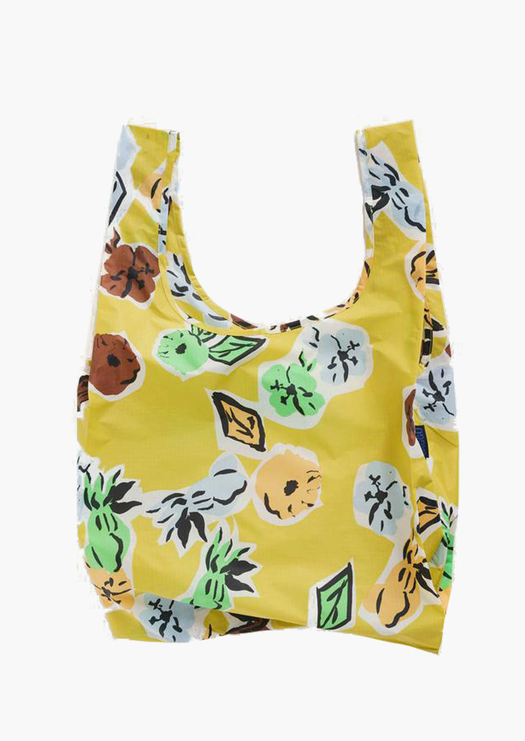 Paper Floral: A reusable nylon bag in yellow floral print.