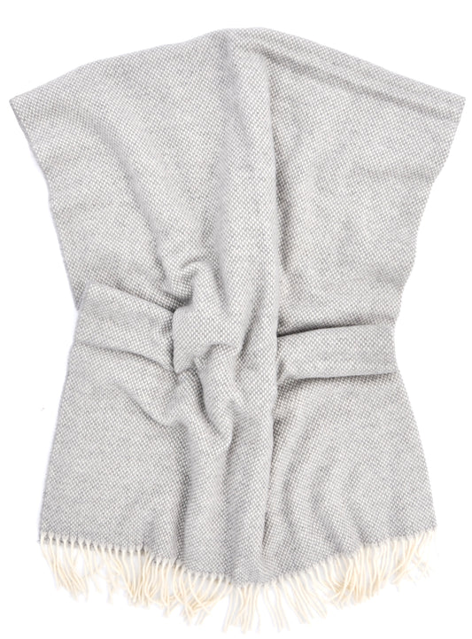 Basketweave Wool-Cashmere Throw in Heather Grey - LEIF