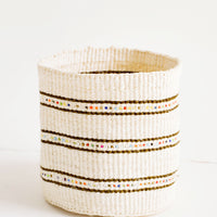 Medium: Natural sisal grass basket with stripes and rainbow beading