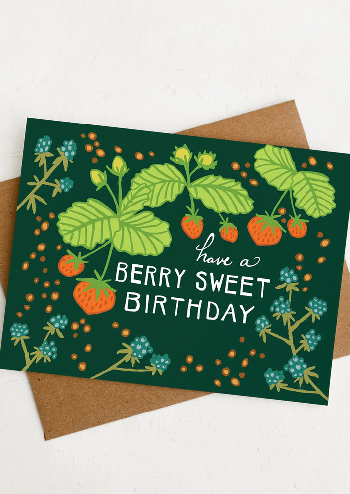 A berry print card reading "Have a berry sweet birthday".