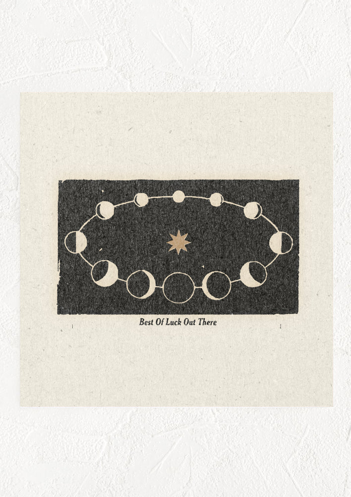 A square digital art print with constellation print and text reading "Best of luck out there".