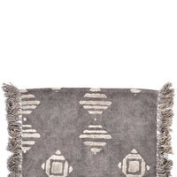 Grey / Ivory: Block Printed Floor Mat in Grey / Ivory - LEIF