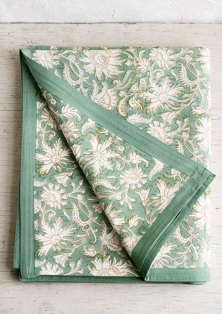 Block Print Floral Tablecloth